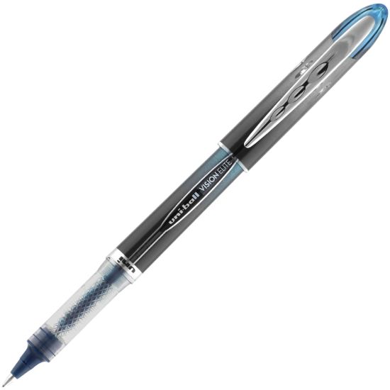 Picture of uniball Vision Elite Rollerball Pen, Fine Point, 0.5 mm, Blue/Dark Gray Barrel, Black Ink