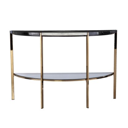 Picture of SEI Cortinada Demilune Console Table, 29inH x 44inW x 17inD, Black/White/Gold