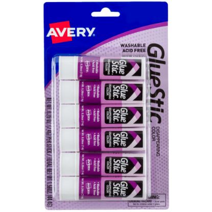 Picture of Avery Glue Stic Disappearing Color Permanent Glue Sticks, Pack Of 6