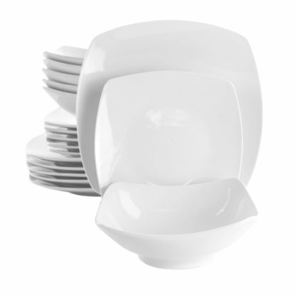 Picture of Elama Newman 18-Piece Square Porcelain Dinnerware Set, White