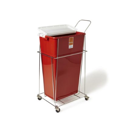 Picture of Medline Rolling Trolley Cart, For 18-Gallon Sharps Containers, 47inH x 16inW x 24inD, Chrome