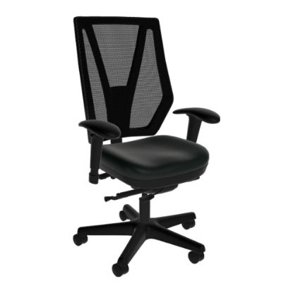 Picture of Sitmatic GoodFit Mesh Synchron Small-Scale High-Back Chair With Adjustable Arms, Black Polyurethane/Black