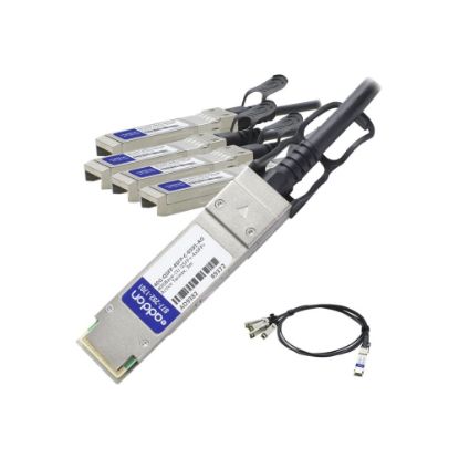 Picture of AddOn 3m Brocade Compatible QSFP+ Breakout DAC - Direct attach cable - SFP+ to QSFP+ - 10 ft - twinaxial - for P/N: ICX6650-56-E-ADV, ICX6650-56-I-ADV, ICX6650-80-E-ADV, ICX6650-80-I-ADV