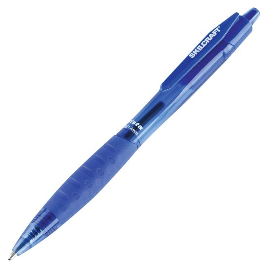 Picture of SKILCRAFT Retractable Ballpoint Pens, Bold Point, 1.4mm, Blue Barrel, Blue Ink, Pack Of 12