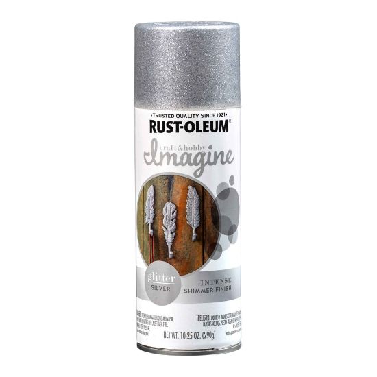 Picture of Rust-Oleum Imagine Craft and Hobby Glitter Spray Paint, 10.25 Oz, Silver, Pack Of 4 Cans