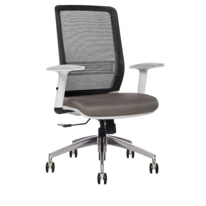 Picture of Sinfonia Sing Ergonomic Mesh/Fabric Mid-Back Task Chair With Antimicrobial Protection, Adjustable Height Arms, Black/Gray/White