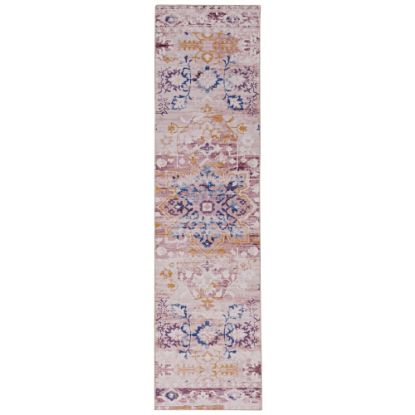 Picture of Linon Washable Area Rug, 2ft x 8ft, Treville Pink/Gold