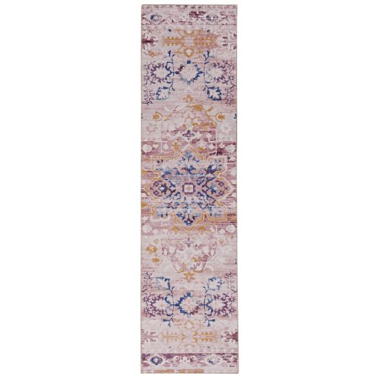 Picture of Linon Washable Area Rug, 2ft x 8ft, Treville Pink/Gold