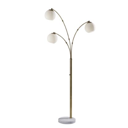 Picture of Adesso Remi 3-Arm Arc Floor Lamp, 78-1/2inH, White Opal Shade/White Marble Base