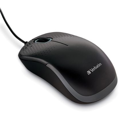 Picture of Verbatim Silent Corded Optical Mouse - Black - Optical - Cable - Black - 1 - USB Type A - Scroll Wheel - 3 Button(s)