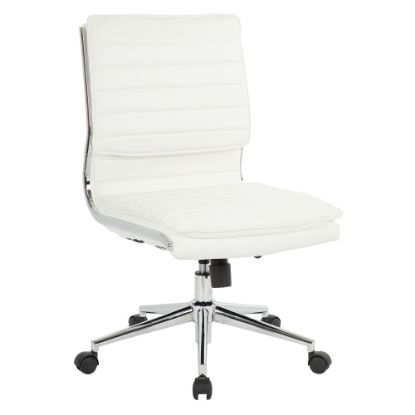 Picture of Office Star Pro-Line II SPX Armless Bonded Leather Mid-Back Chair, White/Chrome