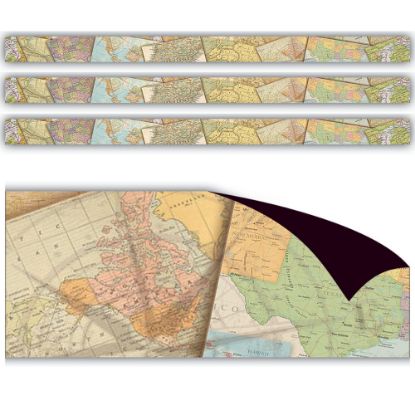 Picture of Teacher Created Resources Magnetic Border, Travel The Map, 24ft Per Pack, Set Of 3 Packs