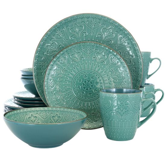 Picture of Elama 16-Piece Stoneware Dinnerware Set, Sea Foam Mozaic