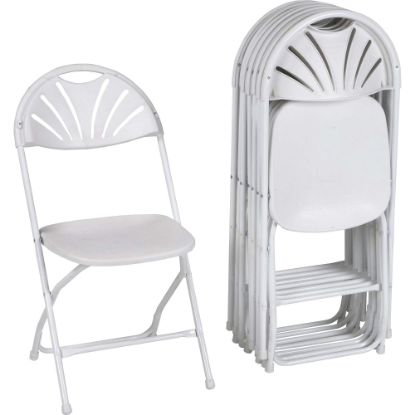 Picture of Dorel Zown Premium Fan Back Folding Chair - White Seat - White Polyethylene Back - White Powder Coated Steel Frame - Four-legged Base - 8 / Carton