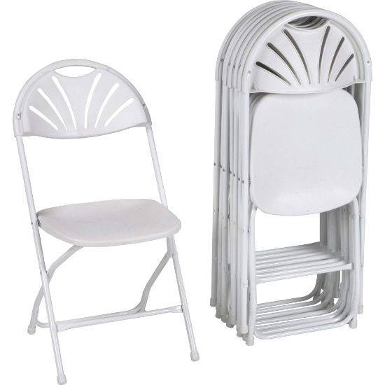 Picture of Dorel Zown Premium Fan Back Folding Chair - White Seat - White Polyethylene Back - White Powder Coated Steel Frame - Four-legged Base - 8 / Carton