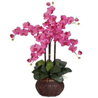 Picture of Nearly Natural 31inH Silk Phalaenopsis Arrangement With Decorative Pot, Dark Pink