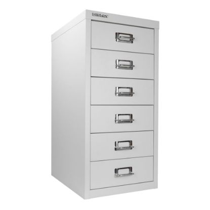 Picture of Bisley 15inD Vertical 6-Drawer Under-Desk File Cabinet, Light Gray