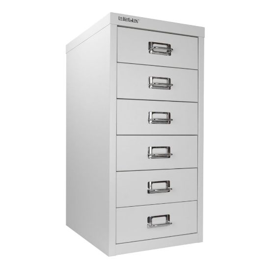 Picture of Bisley 15inD Vertical 6-Drawer Under-Desk File Cabinet, Light Gray