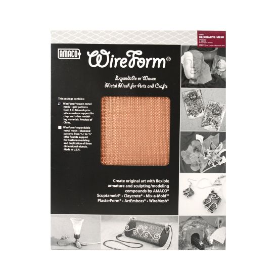 Picture of Amaco WireForm Metal Mesh, Copper, Woven Decorative Mesh, 8 Mesh, 16in x 20in Sheets, Pack Of 2