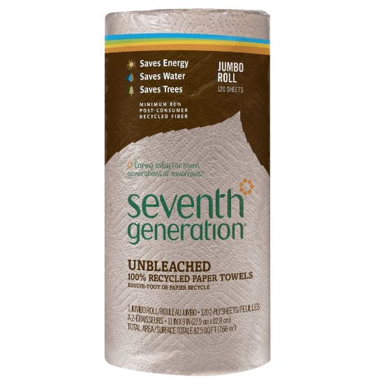 Picture of Seventh Generation 2-Ply Paper Towels, 100% Recycled, Brown, Roll Of 120 Sheets