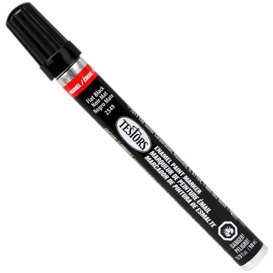 Picture of Testors Enamel Markers, 5-5/8in, Flat Black, Pack Of 12 Markers