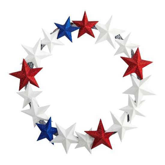 Picture of Nearly Natural Americana Stars 21inH Artificial Wreath, 21inH x 21inW x 2-1/2inD, Red/White/Blue