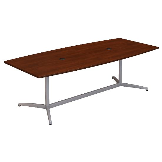 Picture of Bush Business Furniture 96inW x 42inD Boat Shaped Conference Table with Metal Base, Hansen Cherry, Standard Delivery