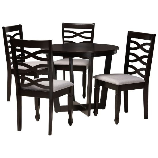 Picture of Baxton Studio Leda Dining Set, 29-15/16inH x 35-7/16inW x 35-7/16inD, Gray/Dark Brown