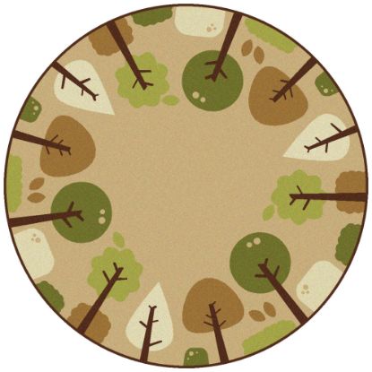 Picture of Carpets for Kids KIDSoft Tranquil Trees Decorative Round Rug, 6ft x 6ft, Tan