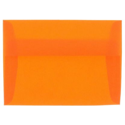 Picture of JAM Paper Translucent Envelopes, #4 Bar (A1), Gummed Seal, Orange, Pack Of 25