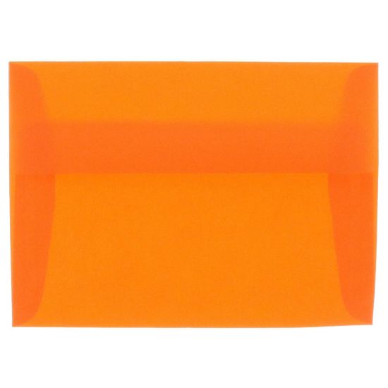 Picture of JAM Paper Translucent Envelopes, #4 Bar (A1), Gummed Seal, Orange, Pack Of 25