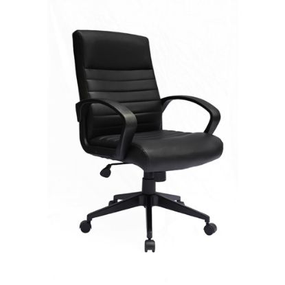 Picture of Boss Office Products Ribbed Back Ergonomic Faux Leather High-Back Task Chair, Black