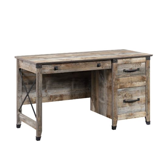 Picture of Sauder Carson Forge 54inW Single Pedestal Computer Desk, Rustic Cedar