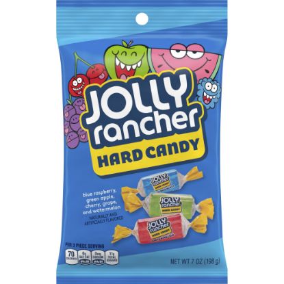 Picture of Jolly Rancher Hard Candy - Green Apple, Blue Raspberry, Cherry, Watermelon, Grape - Individually Wrapped, Trans Fat Free - 7 oz - 12 / Carton