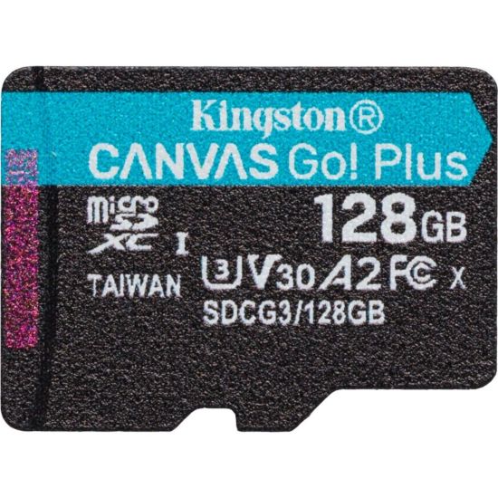 Picture of Kingston Canvas Go! Plus SDCG3 128 GB Class 10/UHS-I (U3) microSDXC - 170 MB/s Read - 90 MB/s Write - Lifetime Warranty