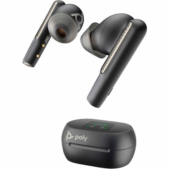 Picture of Poly Voyager Free 60+ UC Earset - Siri, Google Assistant - Stereo - True Wireless - Bluetooth - 98.4 ft - 20 Hz - 20 kHz - Earbud - Binaural - In-ear - Carbon Black