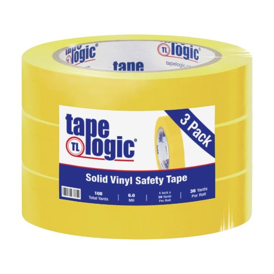 Picture of BOX Packaging Solid Vinyl Safety Tape, 3in Core, 1in x 36 Yd., Yellow, Case Of 3