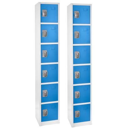 Picture of Alpine 6-Tier Steel Lockers, 72inH x 12inW x 12inD, Blue, Pack Of 2 Lockers