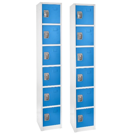 Picture of Alpine 6-Tier Steel Lockers, 72inH x 12inW x 12inD, Blue, Pack Of 2 Lockers