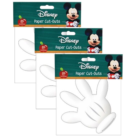 Picture of Eureka School Paper Cut Outs, 5in, Mickey Mouse Clubhouse Hand, 36 Cut Outs Per Pack, Set Of 3 Packs