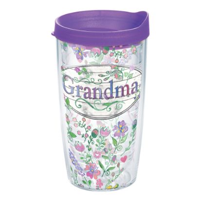 Picture of Tervis Grandma Flower Tumbler With Lid, 16 Oz, Clear