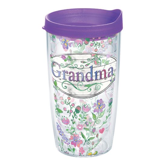 Picture of Tervis Grandma Flower Tumbler With Lid, 16 Oz, Clear