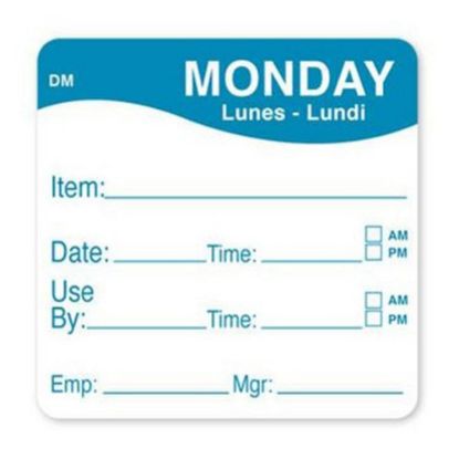 Picture of DayMark DissolveMark Monday Use By Labels, 81480, 2in x 2in, Roll Of 250 Labels