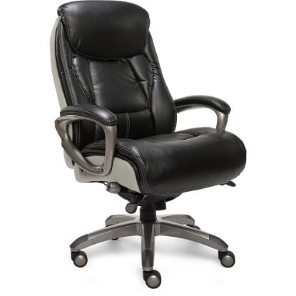 Picture of Serta Smart Layers Tranquility Executive Ergonomic Bonded Leather High-Back Chair, Black/Slate