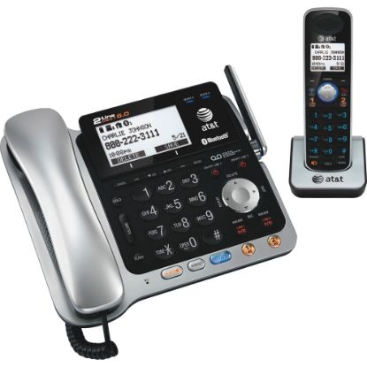 Picture of AT&T TL86109 DECT 6.0 Digital 2-Line Corded/Cordless Phone With Digital Answering System, Silver/Black