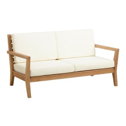 Picture of Linon Clemmett Outdoor 2-Seater Sofa, 32-4/5inH x 63-4/5inW x 35-1/3inD, Teak/Antique White