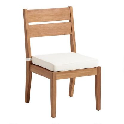 Picture of Linon Clemmett Outdoor Armless Dining Chairs, Teak/Antique White, Set Of 2 Chairs