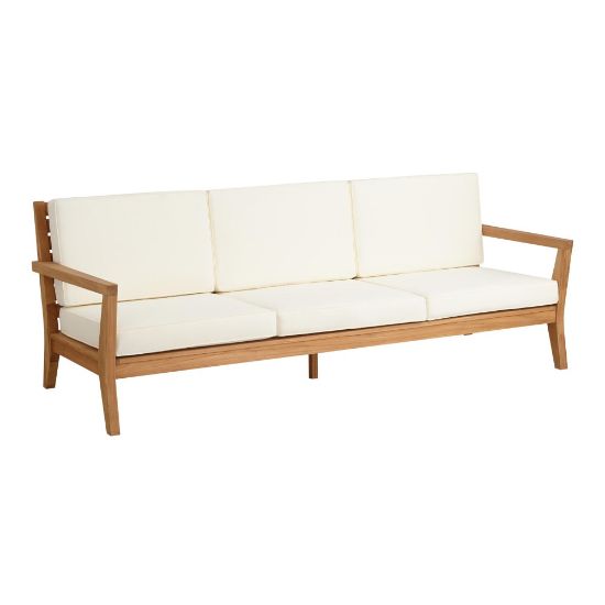 Picture of Linon Clemmett Outdoor 3-Seater Sofa, 32-4/5inH x 92-1/2inW x 35-1/3inD, Teak/Antique White