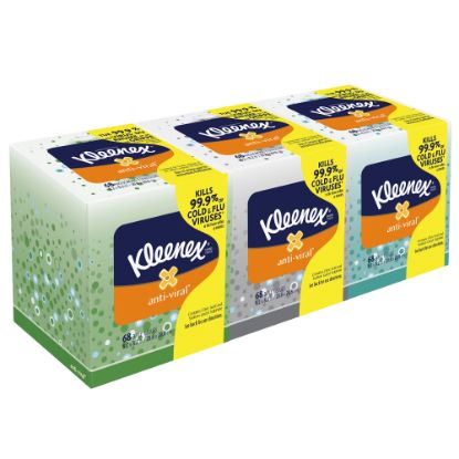 Picture of Kleenex Professional Anti-Viral 3-Ply Facial Tissues, White, 55 Tissues Per Box, Pack Of 3 Boxes