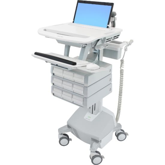 Picture of Ergotron StyleView Laptop Cart Desk Workstation 3 Drawers, 50-1/2inH x 17-1/2inW x 30-3/4inD, White/Gray